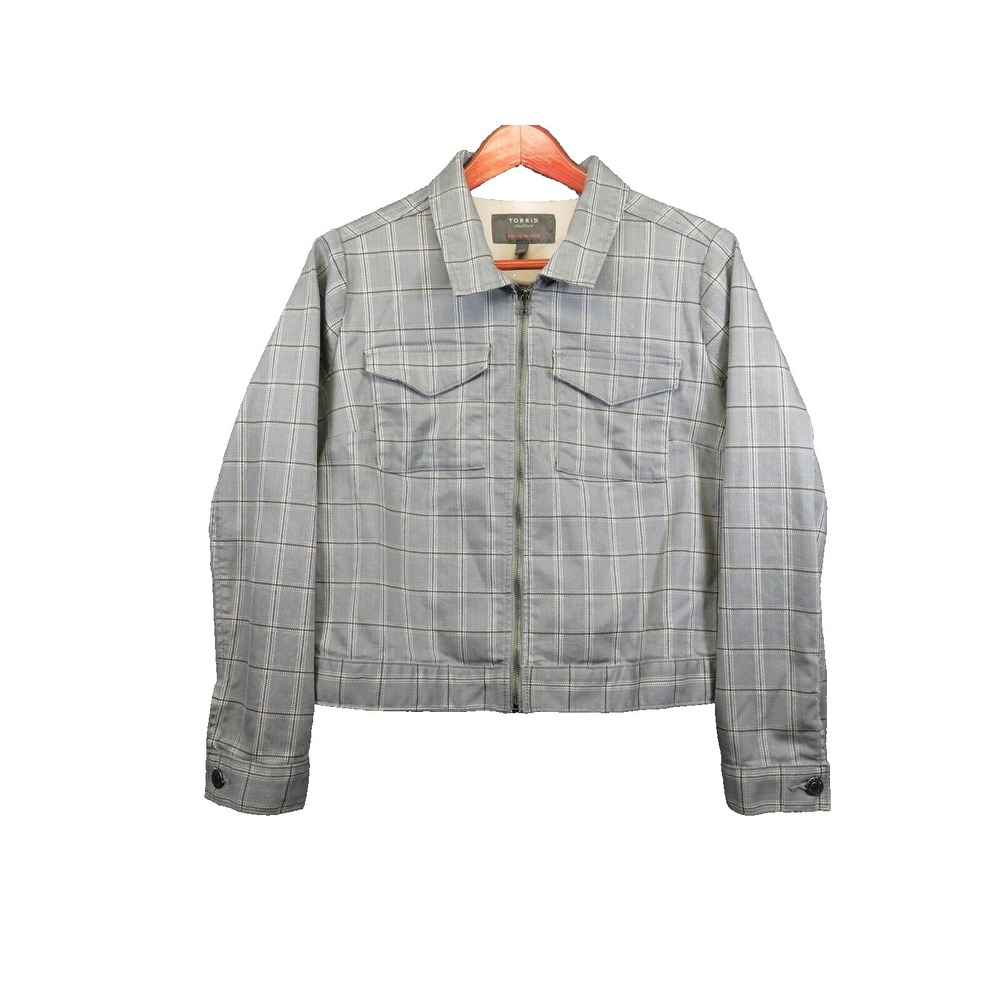 Torrid Women's Tartan Plaid Jacket Size 1 Winter Coat Gray